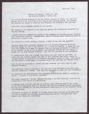 [Minutes for the San Antonio Chapter of the Links, Inc. Meeting - March 27, 1963]
