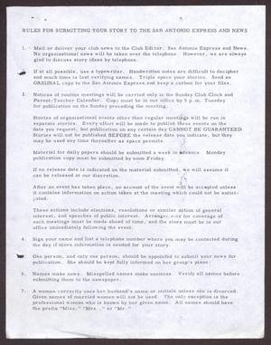 Primary view of object titled '[Rules for Submitting Stories to San Antonio Express and News]'.