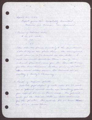 [Status Report: Hospitality Committee - April 20, 1969]