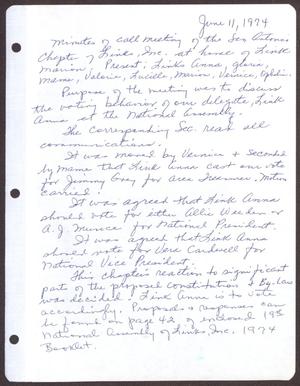 [Minutes for the San Antonio Chapter of the Links, Inc. Meeting - June 11, 1974]
