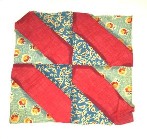 [Red-and-Blue Flowered Quilt Block]