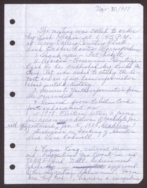 [Minutes for the San Antonio Chapter of the Links, Inc. Meeting - November 20, 1977]