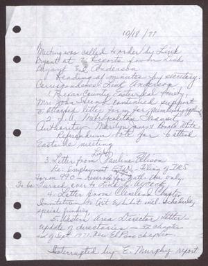 [Minutes for the San Antonio Chapter of the Links, Inc. Meeting - October 18, 1977]