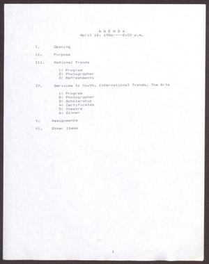 [Agenda for the San Antonio Chapter of the Links, Inc. Meeting - April 12, 1986]