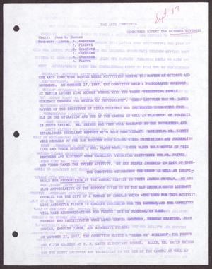 [Status Report: Arts Committee - October-November 1987]
