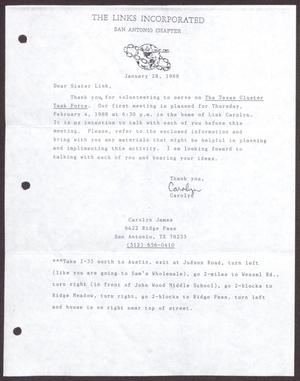 [Letter from Carolyn C. James to Sister Link - January 28, 1988]
