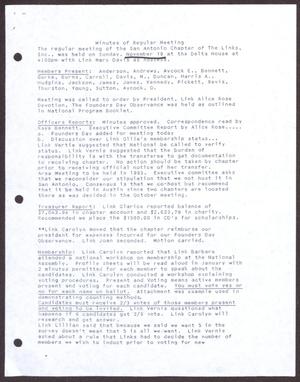[Minutes for the San Antonio Chapter of the Links, Inc. Meeting - November 18, 1990]