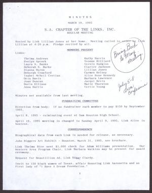 Primary view of object titled '[Minutes for the San Antonio Chapter of the Links, Inc. Meeting - March 19, 1995]'.