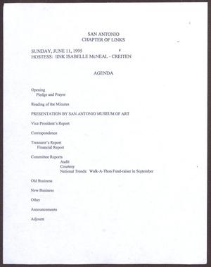Primary view of object titled '[Agenda for the San Antonio Chapter of the Links, Inc. Meeting - June 11, 1995]'.