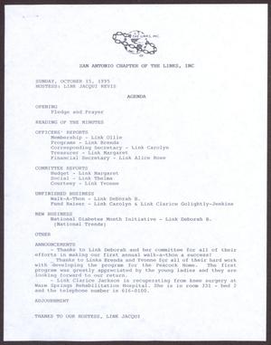 Primary view of object titled '[Agenda for the San Antonio Chapter of the Links, Inc. Meeting - October 15, 1995]'.