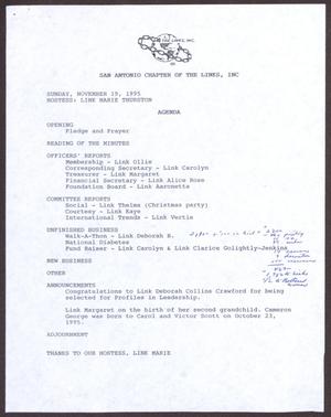 Primary view of object titled '[Agenda for the San Antonio Chapter of the Links, Inc. Meeting - November 19, 1995]'.