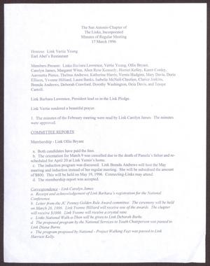 [Minutes for the San Antonio Chapter of the Links, Inc. Meeting - March 17, 1996]