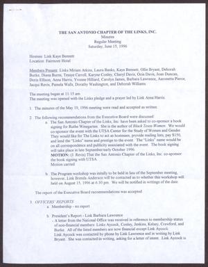 Primary view of object titled '[Minutes for the San Antonio Chapter of the Links, Inc. Meeting - June 15, 1996]'.