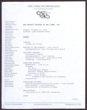 [Agenda for the San Antonio Chapter of the Links, Inc. Meeting - October 20, 1996]