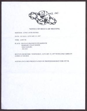[Links Chapter Documentation: Notice of Regular Link Meeting for San Antonio Chapter on January 19, 1997]