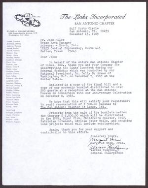 [Letter from Margaret Winn and Vernis Hudgins to John Miles - December 13, 1985]