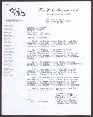 [Letter from Margaret Winn and Vernis Hudgins to Dave Rosehour - December 13, 1985]