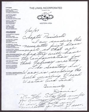 Primary view of object titled '[Letter from Doris J. McCarroll to Chapter Presidents - January 20, 1987]'.