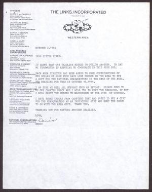 [Letter from Doris J. McCarroll to Sister Links - October 2, 1985]