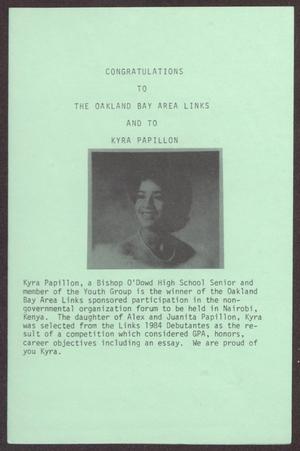 [Announcement of 1985 Western Area Scholarship Winners for The Links, Inc.]