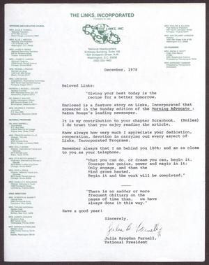 [Letter from Julia Brogdan Purnell to Links - December 1978]