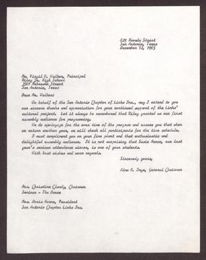 [Letter from Alma K. Inge to Virgil W. Walker - December 2, 1965]