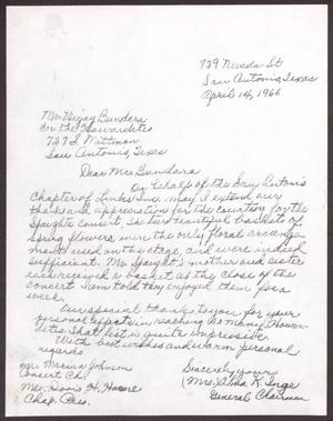 [Letter from Alma K. Inge to Mr. Bundara - April 14, 1966]