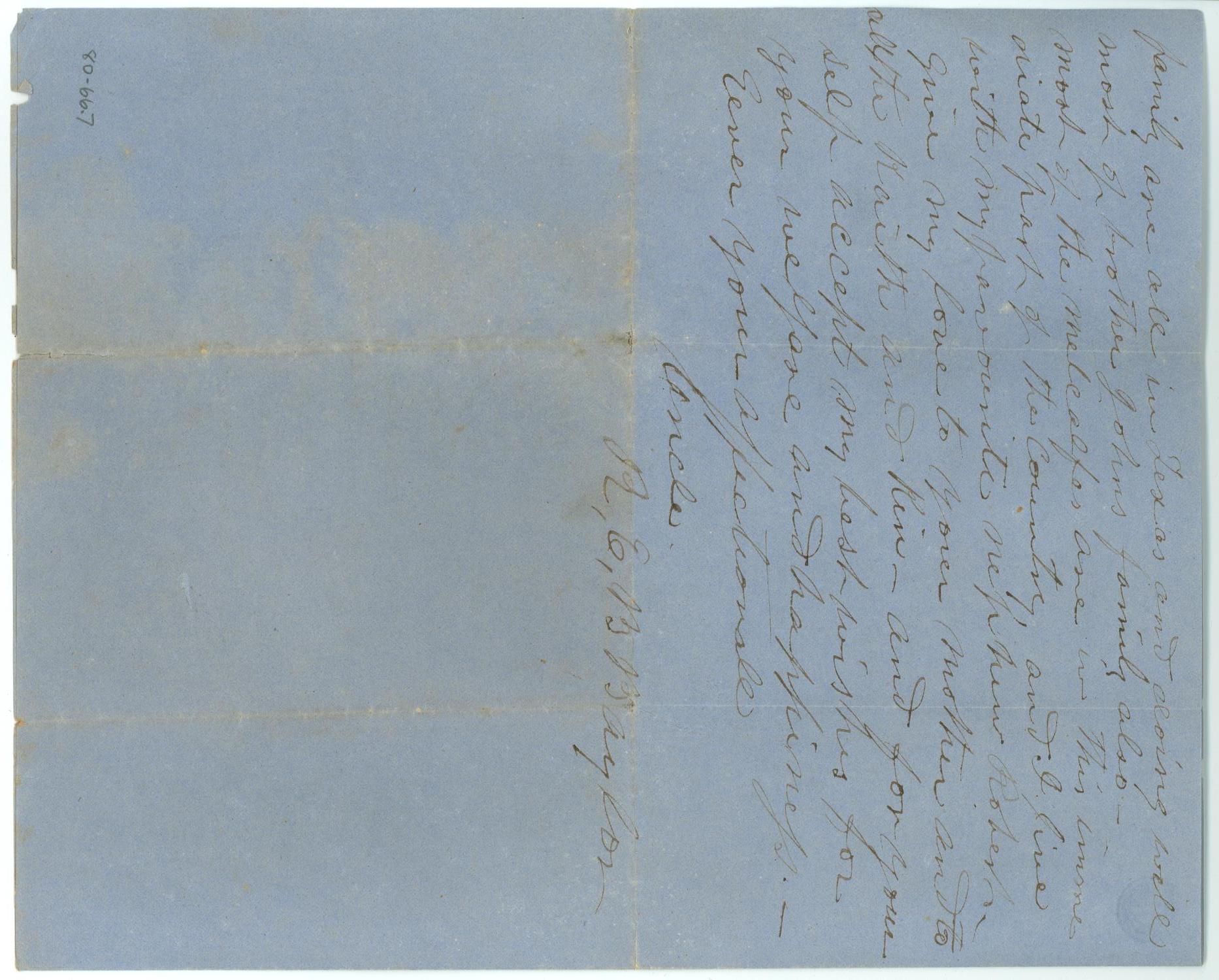 [Letter to nephew from Robert Emmett Bledsoe Baylor, October 2, 1866]
                                                
                                                    [Sequence #]: 4 of 4
                                                