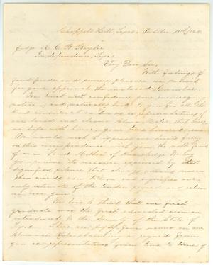 Primary view of [Letter to R.E.B. Baylor from Mary W. Houston, October 15, 1868]