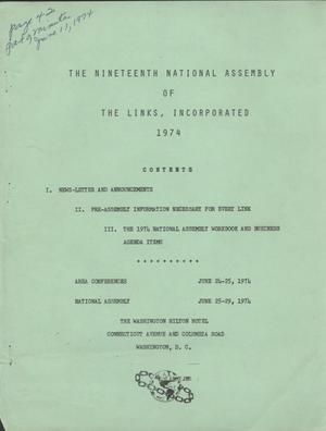 The Nineteenth National Assembly of The Links, Incorporated, July 1974