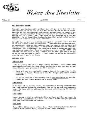 Western Area Newsletter, Volume 10, Number 3, April 1982