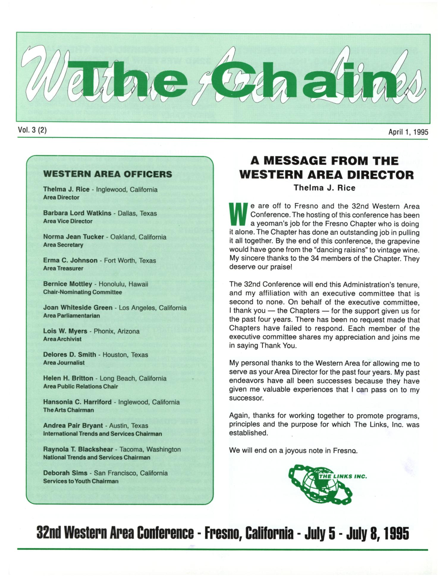 The Chain, Volume 3, Number 2, April 1995
                                                
                                                    1
                                                