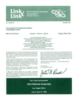 Link to Link: The President's Newsletter, Volume 1, Number 10, December 1981