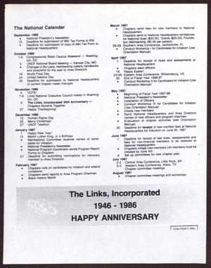 [The National Calendar: The Links, Incorporated, September 1986 - August 1987]