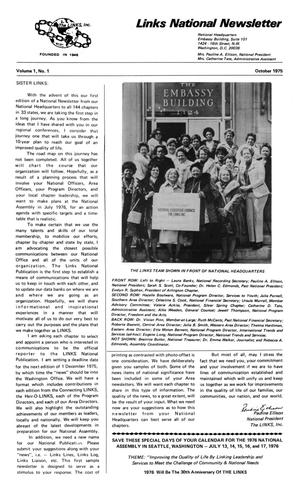 Links National Newsletter, Volume 1, Number 1, October 1975
