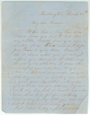 [Letter to "cousin" in Texas from Burlington ]