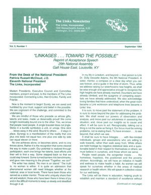 Link to Link: The President's Newsletter, Volume 5, Number 1, September 1994