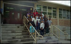 [Gates Elementary Students and Teacher on School Steps]