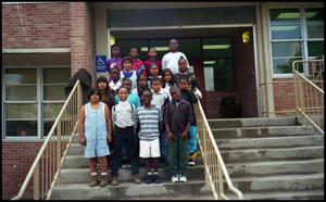 [Gates Elementary Students on Front Steps]