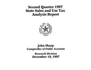 State Sales and Use Tax Analysis Report: Second Quarter, 1997