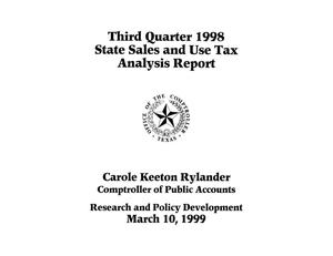 Primary view of object titled 'State Sales and Use Tax Analysis Report: Third Quarter, 1998'.