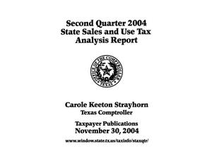 State Sales and Use Tax Analysis Report: Second Quarter, 2004