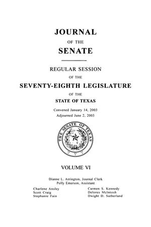 Primary view of object titled 'Journal of the Senate, Regular Session of the Seventy-Eighth Legislature of the State of Texas, Volume 6'.