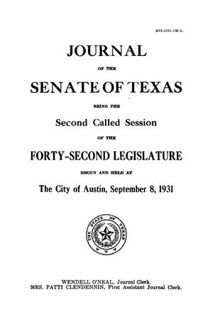 Primary view of object titled 'Journal of the Senate of Texas the Second Called Session of the Forty-Second Legislature'.