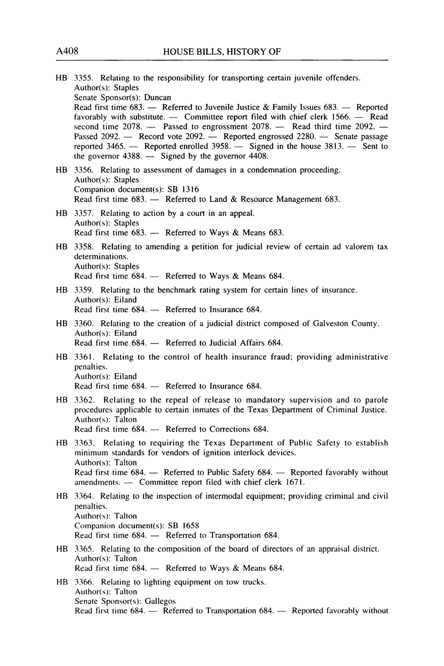 Journal of the House of Representatives of the Regular Session of the Seventy-Sixth Legislature of the State of Texas, Volume 5
                                                
                                                    A408
                                                