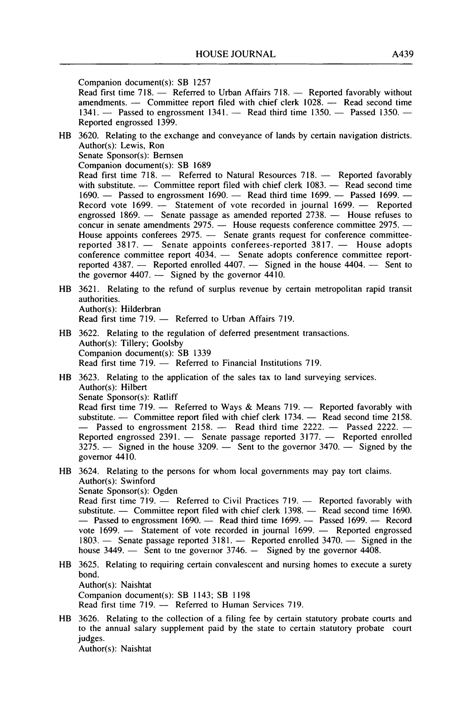 Journal of the House of Representatives of the Regular Session of the Seventy-Sixth Legislature of the State of Texas, Volume 5
                                                
                                                    A439
                                                