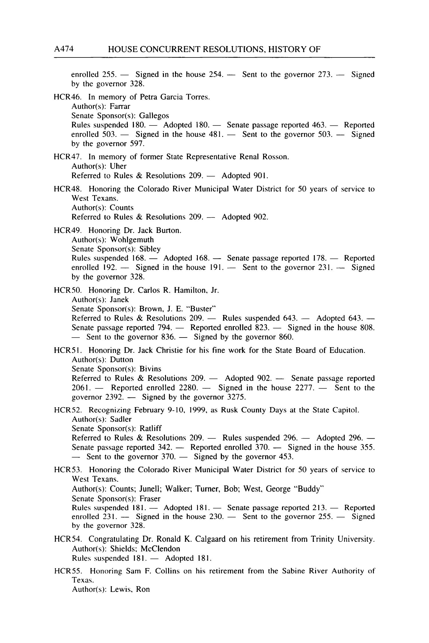 Journal of the House of Representatives of the Regular Session of the Seventy-Sixth Legislature of the State of Texas, Volume 5
                                                
                                                    A474
                                                