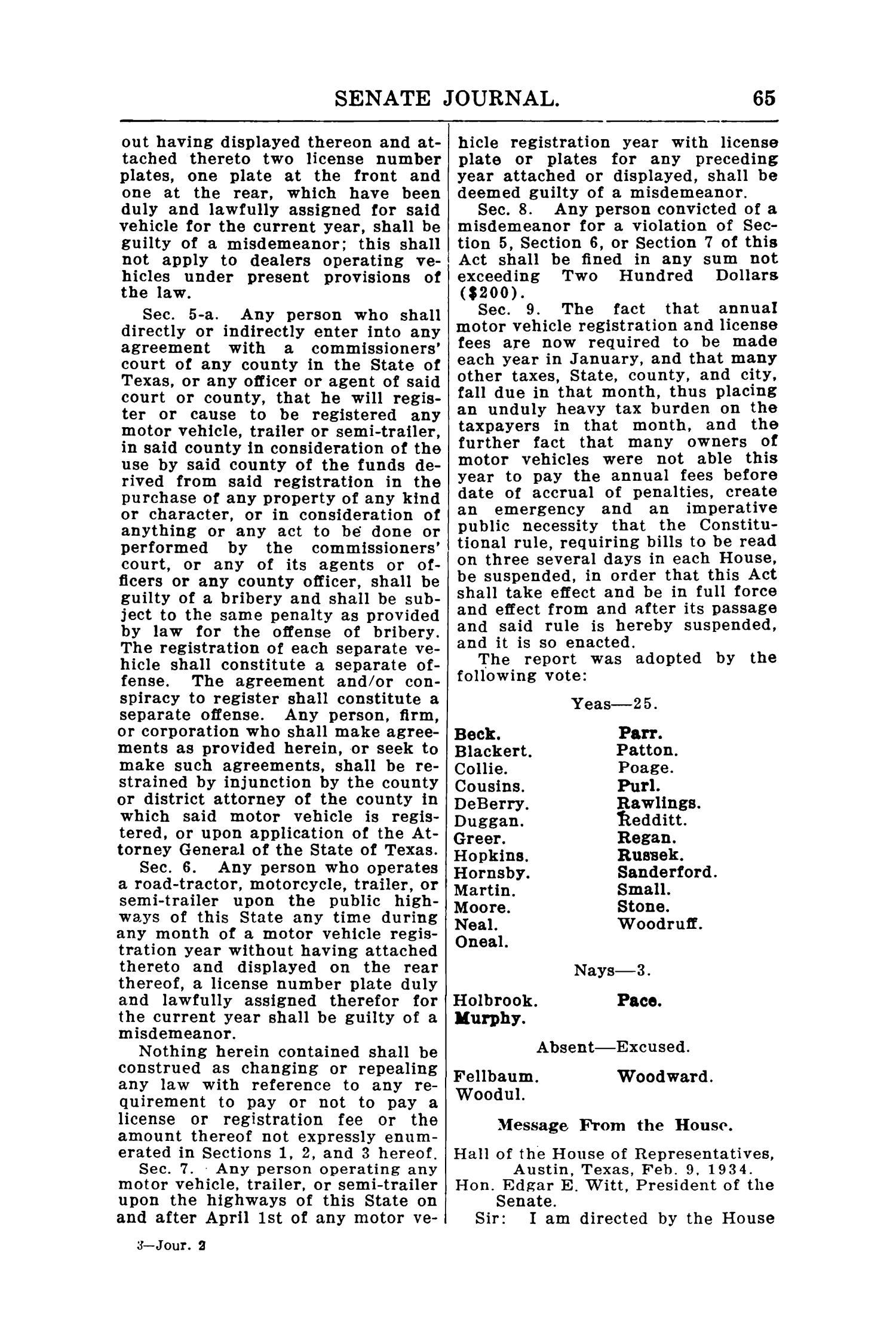 Journal of the Senate of Texas being the Second Called Session of the Forty-Third Legislature
                                                
                                                    65
                                                