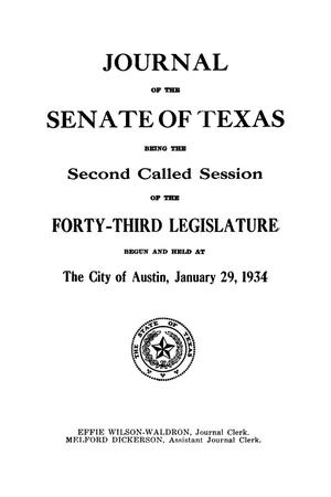 Journal of the Senate of Texas being the Second Called Session of the Forty-Third Legislature
