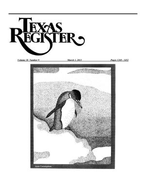 Primary view of object titled 'Texas Register, Volume 38, Number 9, Pages 1269-1452, March 1, 2013'.